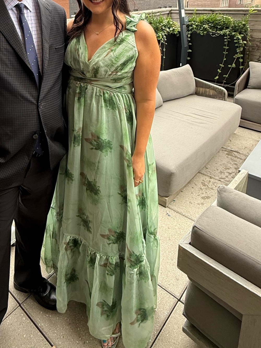 Elegant Green Floral Maxi Dress by